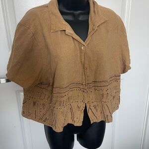 JohnPaulRichard Tan Button-Down Women's Shirt